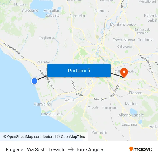 Fregene | Via Sestri Levante to Torre Angela map