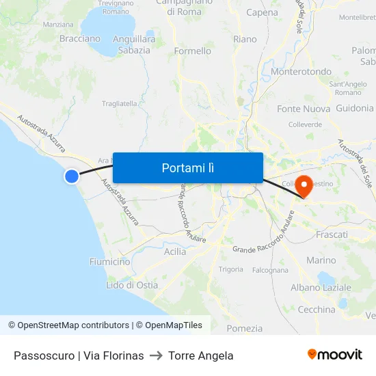 Passoscuro | Via Florinas to Torre Angela map