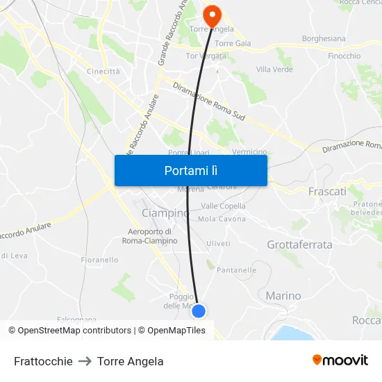 Frattocchie to Torre Angela map