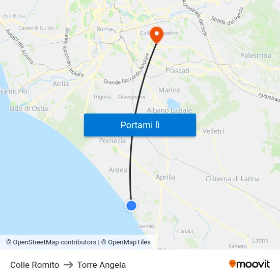 Colle Romito to Torre Angela map