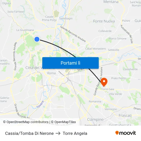 Cassia/Tomba Di Nerone to Torre Angela map
