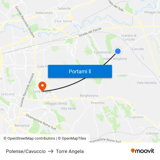 Polense/Cavuccio to Torre Angela map
