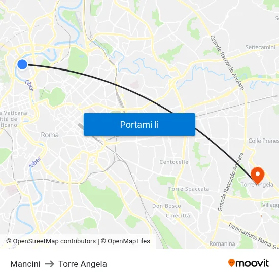 Mancini to Torre Angela map