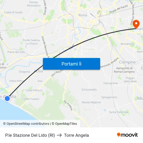 P.le Stazione Del Lido (Rl) to Torre Angela map