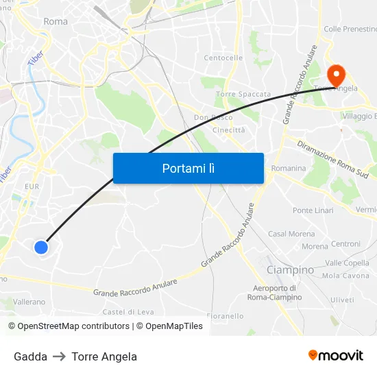 Gadda to Torre Angela map