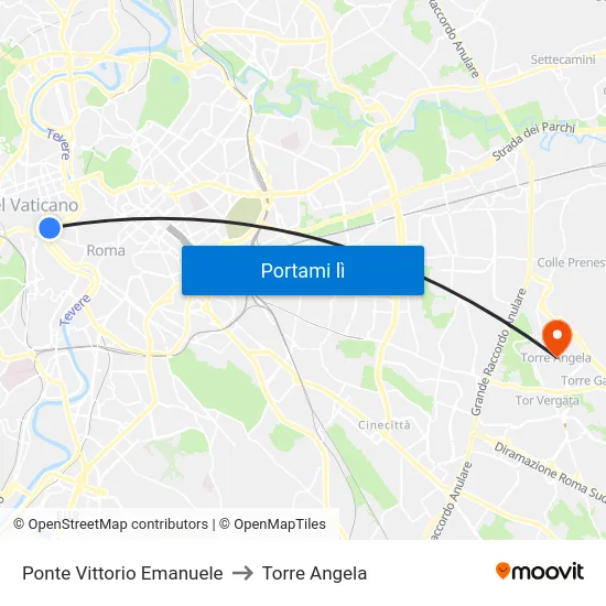 Ponte Vittorio Emanuele to Torre Angela map