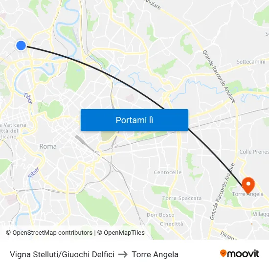 Vigna Stelluti/Giuochi Delfici to Torre Angela map