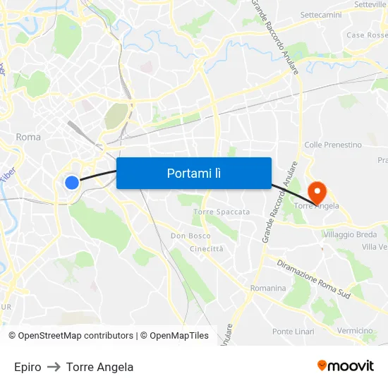 Epiro to Torre Angela map