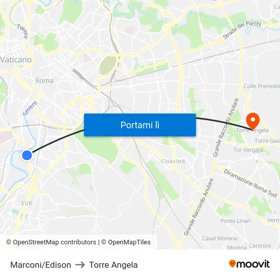 Marconi/Edison to Torre Angela map