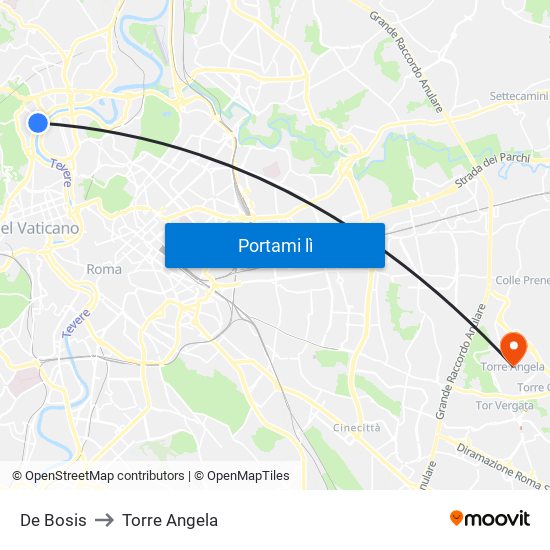 De Bosis to Torre Angela map