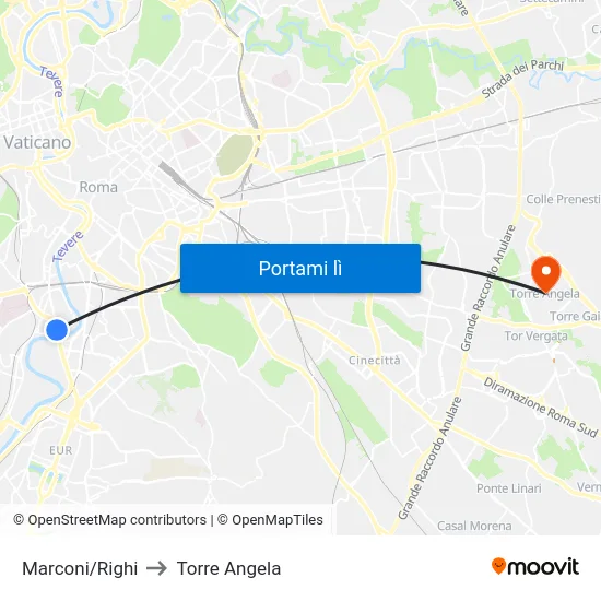 Marconi/Righi to Torre Angela map
