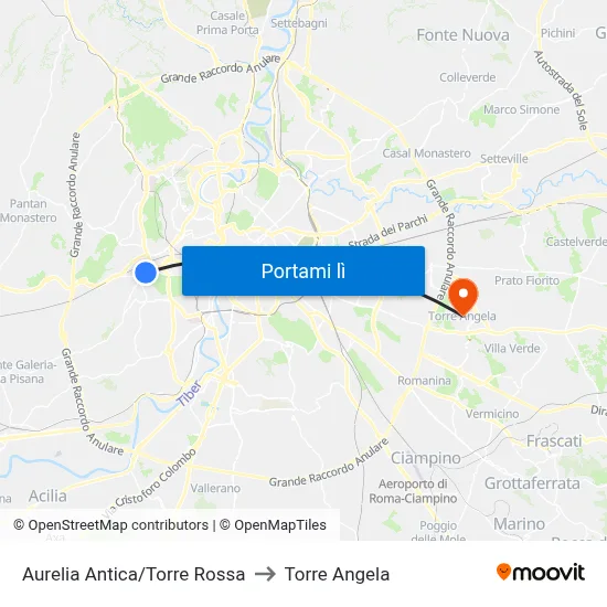 Aurelia Antica/Torre Rossa to Torre Angela map