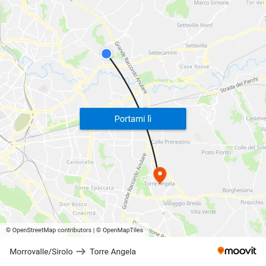 Morrovalle/Sirolo to Torre Angela map