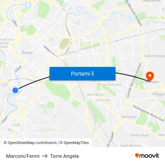 Marconi/Fermi to Torre Angela map
