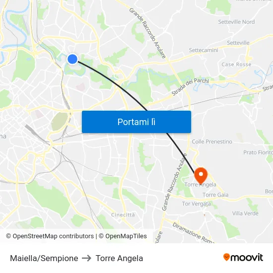 Maiella/Sempione to Torre Angela map