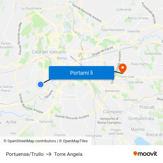 Portuense/Trullo to Torre Angela map