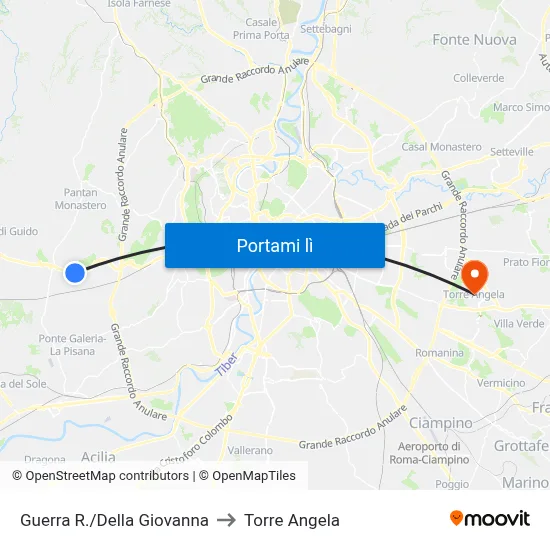 Guerra R./Della Giovanna to Torre Angela map