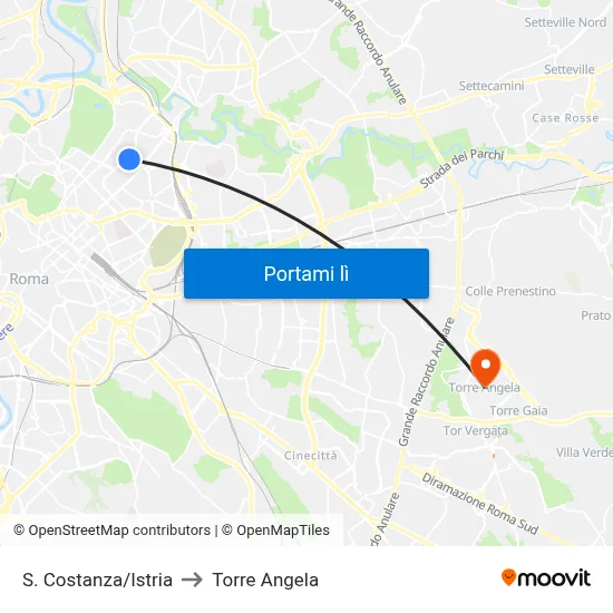S. Costanza/Istria to Torre Angela map