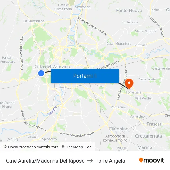 C.ne Aurelia/Madonna Del Riposo to Torre Angela map