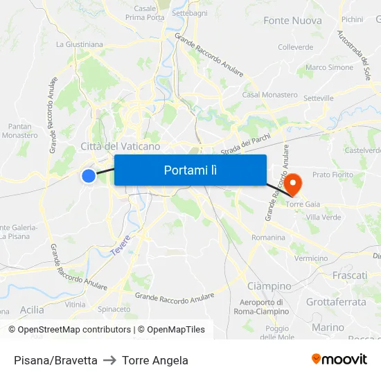 Pisana/Bravetta to Torre Angela map