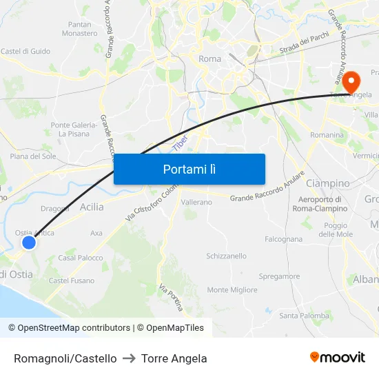 Romagnoli/Castello to Torre Angela map