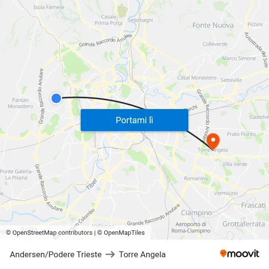 Andersen/Podere Trieste to Torre Angela map