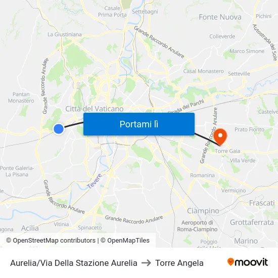 Aurelia/Via Della Stazione Aurelia to Torre Angela map