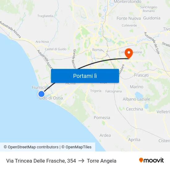 Via Trincea Delle Frasche, 354 to Torre Angela map
