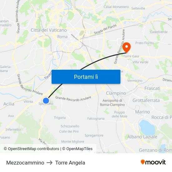 Mezzocammino to Torre Angela map