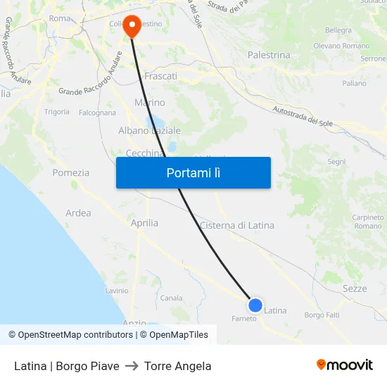 Latina | Borgo Piave to Torre Angela map