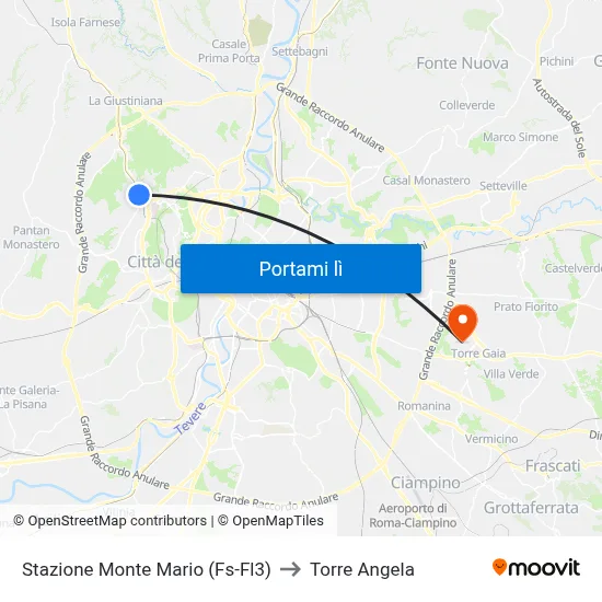 Stazione Monte Mario (Fs-Fl3) to Torre Angela map