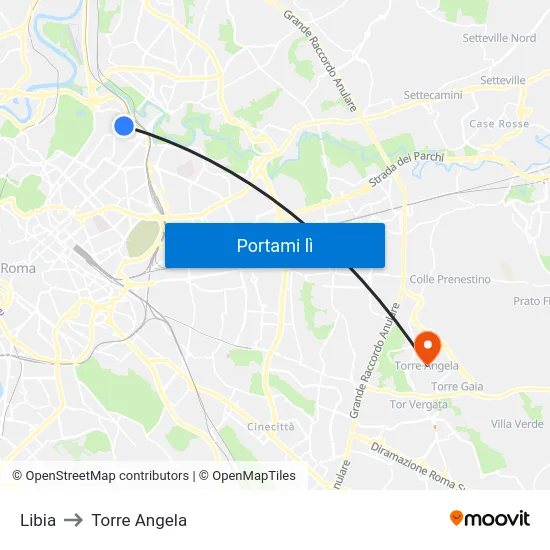 Libia to Torre Angela map
