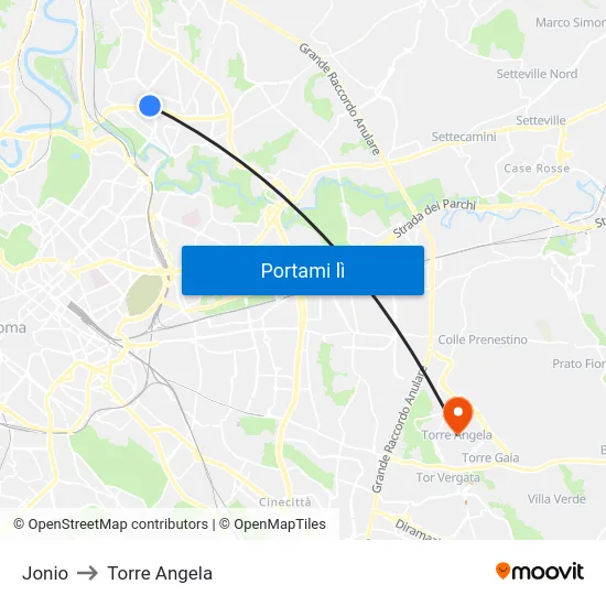 Jonio to Torre Angela map