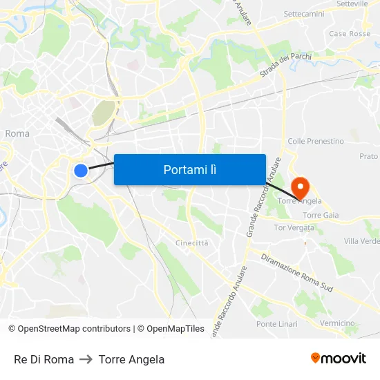 Re Di Roma to Torre Angela map