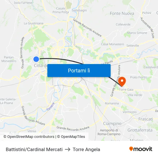 Battistini/Cardinal Mercati to Torre Angela map