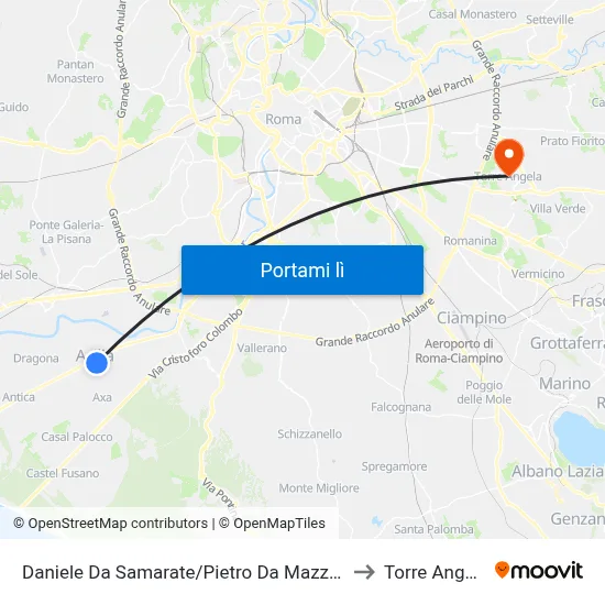 Daniele Da Samarate/Pietro Da Mazzara to Torre Angela map