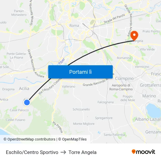 Eschilo/Centro Sportivo to Torre Angela map