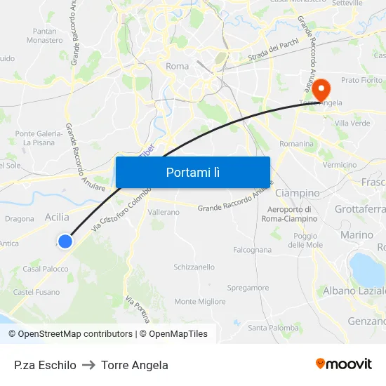P.za Eschilo to Torre Angela map