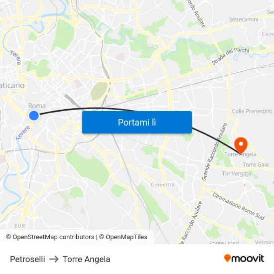 Petroselli to Torre Angela map