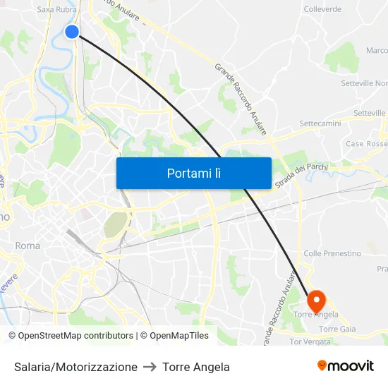 Salaria/Motorizzazione to Torre Angela map