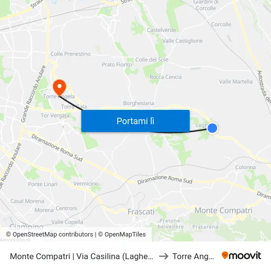 Monte Compatri | Via Casilina (Laghetto) to Torre Angela map