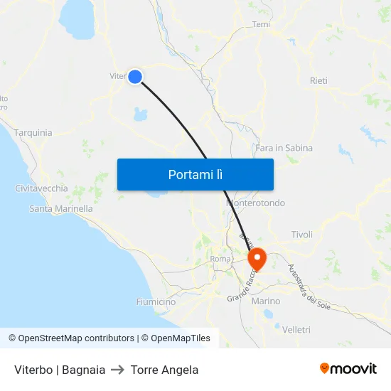 Viterbo | Bagnaia to Torre Angela map