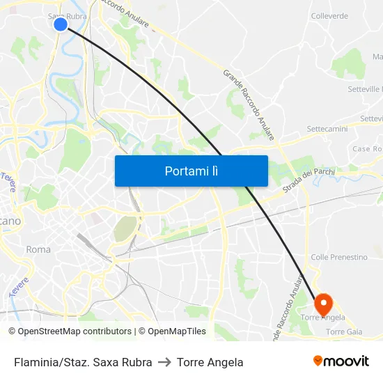 Flaminia/Staz. Saxa Rubra to Torre Angela map