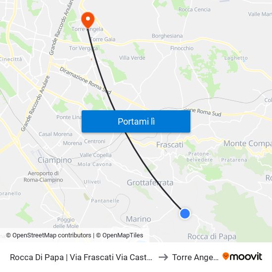 Rocca Di Papa | Via Frascati Via Castelli to Torre Angela map