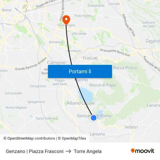 Genzano | Piazza Frasconi to Torre Angela map