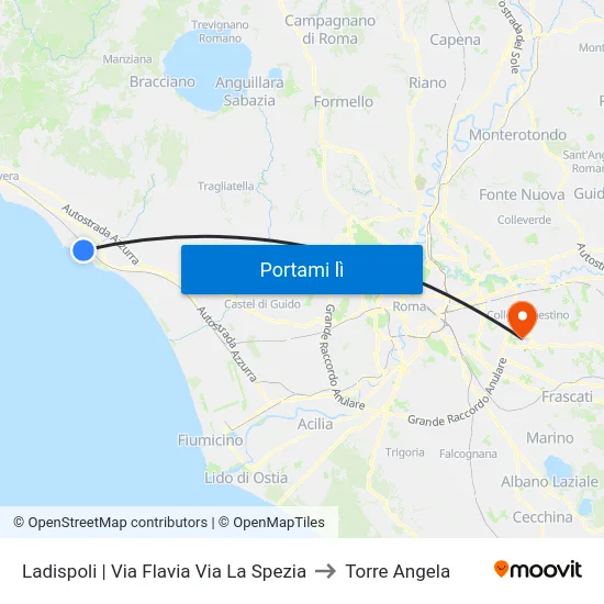 Ladispoli | Via Flavia Via La Spezia to Torre Angela map