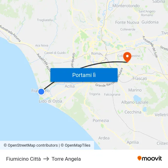Fiumicino Città to Torre Angela map