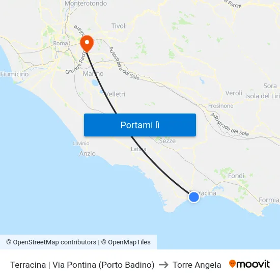 Terracina | Via Pontina (Porto Badino) to Torre Angela map