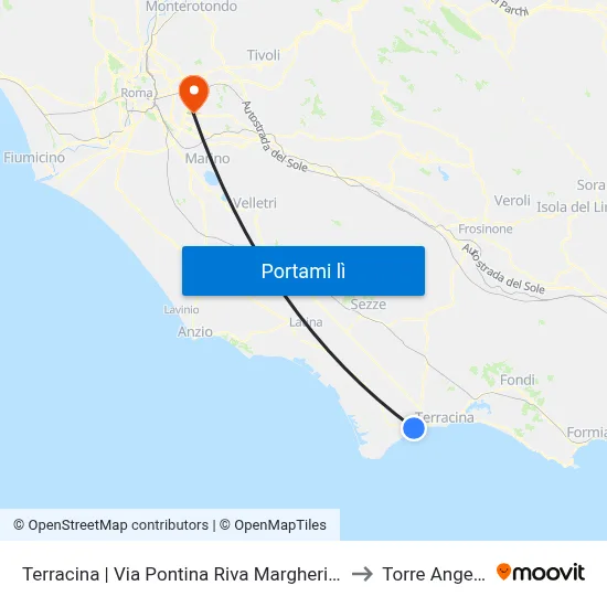 Terracina | Via Pontina Riva Margherite to Torre Angela map
