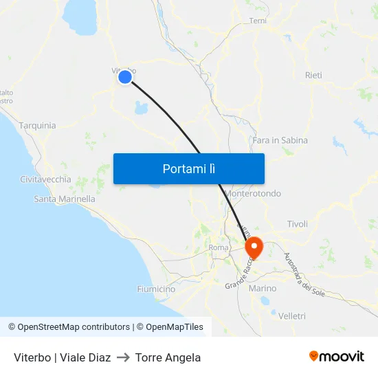 Viterbo | Viale Diaz to Torre Angela map